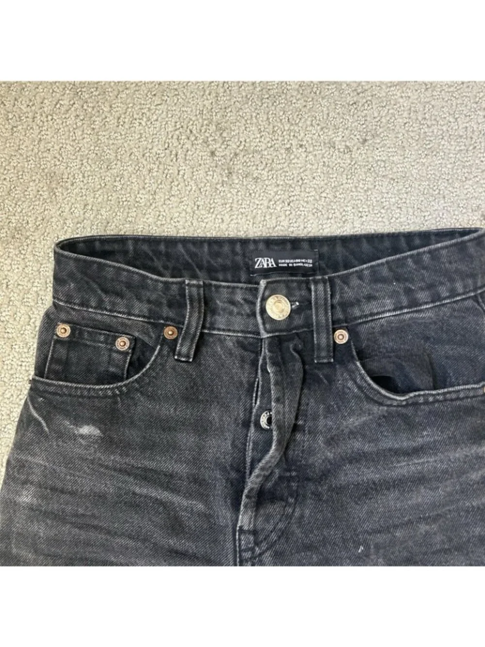 Zara Womens Skinny Jeans Black Stretch Denim High Rise Button Fly Size 00